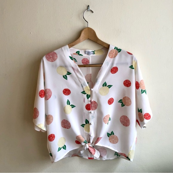 Rails Tops - Rails Thea Silk Citrus Print Blouse Size Small